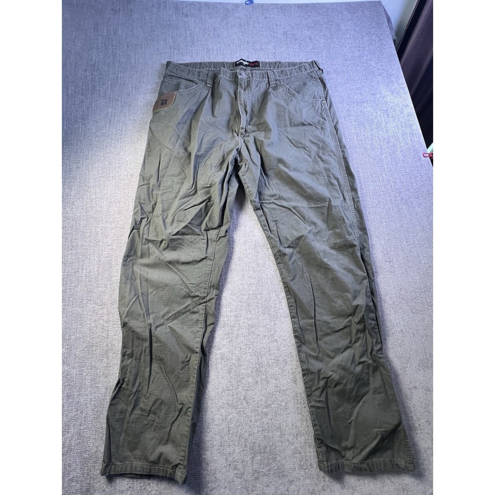Wrangler Riggs Workwear Pants Men's 42x34 Green Lightweight Rip Stop Straight